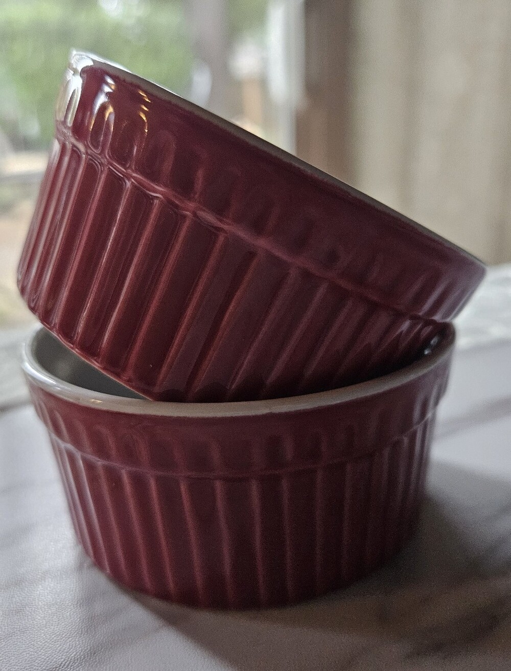 World Market Ceramic Ramekin Set in Deep Red - Durable Oven-Safe Prep Bowls